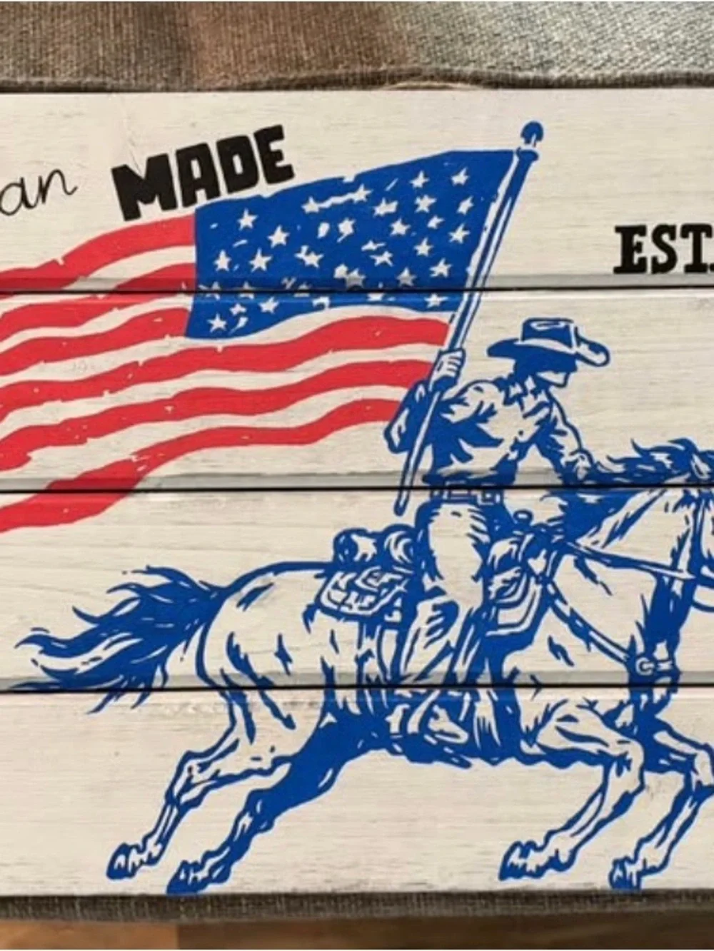 Patriotic Cowboy Wall Art - Red, Blue, White